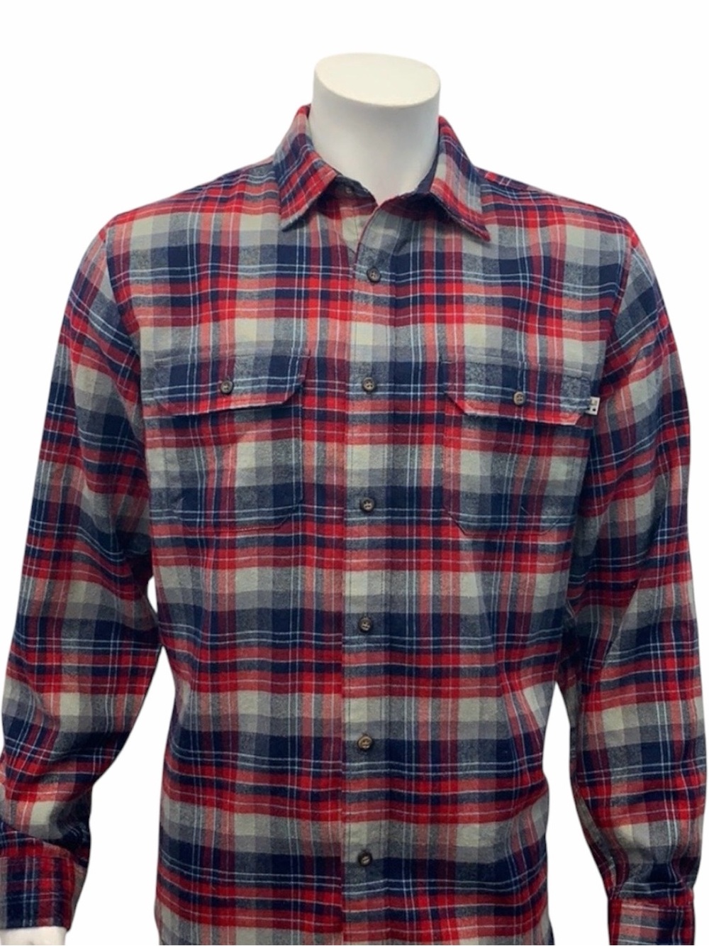 Hollister Co Red Blue White Long Sleeve Button Up Flannel Shirt Size Medium VGC
